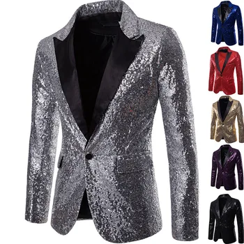 Новый мужской блейзер, украшенный золотыми блестками, пиджак для ночного клуба, костюм для выпускного вечера, Блейзер для мужчин, сценическая одежда для певцов