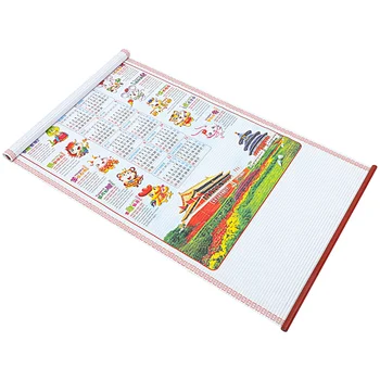 Пустой календарь с имитацией свитка из ротанга, Календарь в китайском стиле, настенный календарь на 2024 год, Традиционный ежемесячный Большой бланк