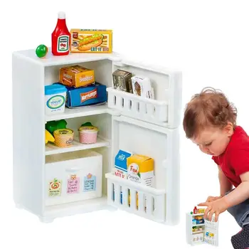 Игрушка-холодильник 17 шт. Миниатюрный холодильник с мини-игрушками для еды Кукольный домик Холодильник понарошку Кухонный игровой набор Холодильник понарошку