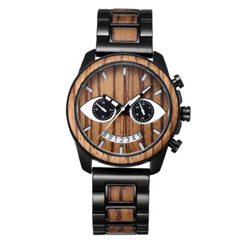 Мужские кварцевые часы из металла и дерева, концептуальный циферблат, мужские бамбуковые часы, наручные часы из натурального дерева и нержавеющей стали, мужские часы