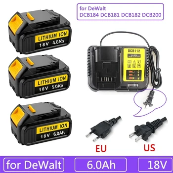Замена Электроинструмента DeWalt 18V 6Ah MAX XR 18650 Battery для DeWalt DCB184 DCB181 DCB182 DCB200 20V 6A Battery С Зарядным устройством