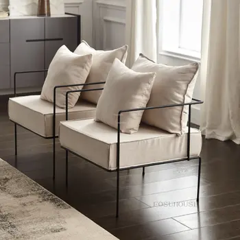 Односпальный диван-кресло, Дизайнерские Простые стулья для гостиной, Ленивый Железный диван, Мебель для гостиной, Кресло для отдыха на балконе B