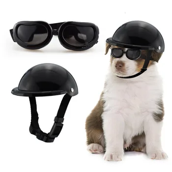 Шлем для маленькой собаки, Очки с защитой от ультрафиолета, солнцезащитные очки для собак, мотоциклетная защитная шапочка с регулируемым ремнем, ветрозащитная для езды щенка
