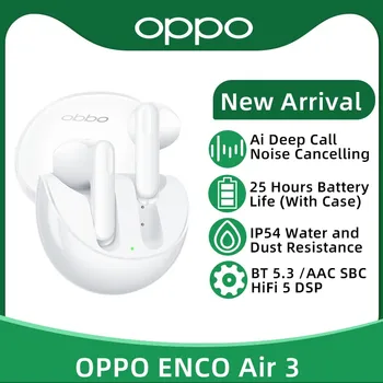 Наушники OPPO ENCO Air 3 TWS Беспроводные наушники Bluetooth 5.3 с функцией искусственного интеллекта и шумоподавлением Беспроводные наушники AAC SBC для OPPO Reno 9 Pro