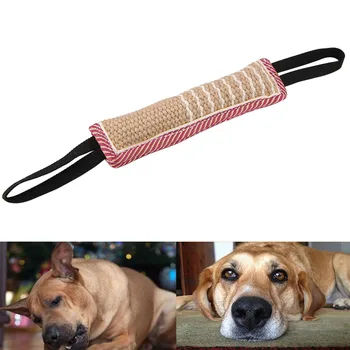 Прочная подушка для дрессировки собак, приспособление для укуса с 2 веревочными ручками, Пеньковая ткань для дрессировки собак, палочка для укуса собак, Жевательная игрушка