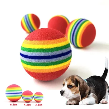 Игрушки для собак Rainbow EVA, забавный щенок для собак, интерактивный мяч для жевания в радужную полоску, игрушка для прорезывания зубов, аксессуары для домашних животных