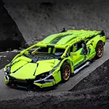 1280ШТ Технический 1:14 Зеленый спортивный автомобиль Lamborghini Sian Racing Строительные блоки для сборки кирпичей, игрушки для автомобилей, подарок для мальчиков и детей