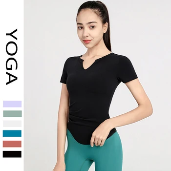Топ Slim Fit Sexy Fit для фитнеса, дышащая быстросохнущая футболка для йоги с коротким рукавом для женщин