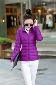Женское зимнее теплое хлопчатобумажное пальто, ультралегкая верхняя одежда с воротником-стойкой и карманом на молнии, новинка 2023 года.