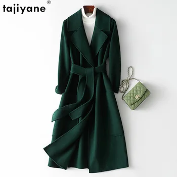 Tajiyane 100% Шерстяные пальто для женщин, зимняя одежда Высокого качества 2023, Двусторонняя шерстяная куртка, длинное пальто, верхняя одежда в корейском стиле