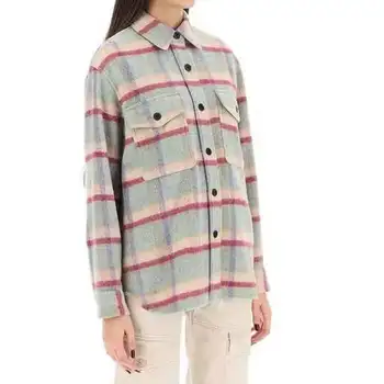 2023 Осенне-зимняя цветная рубашка в клетку Пальто с лацканами Толстое пальто Женская зимняя одежда Женская