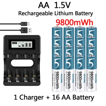 Батарейка типа АА 1,5 В, полимерный литий-ионный аккумулятор, батарейка типа АА для дистанционного управления, мышь, вентилятор, Электрическая игрушка с USB-зарядным устройством