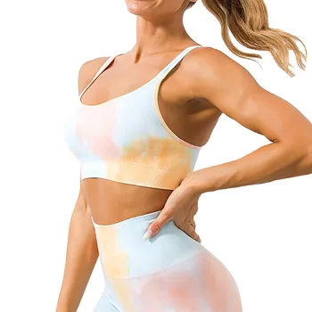 Женский спортивный бюстгальтер для йоги с ремешком, укороченная майка для средней тренировки, с подкладкой