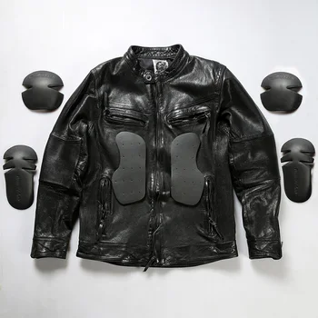 Новый растительного дубления реального овчины мужские кожаные пальто мода стоять воротник ветрозащитный мотоцикл защитный тонкий Fit куртка