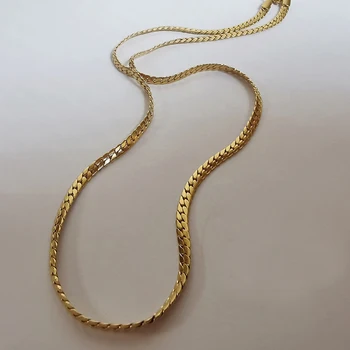 Модные ожерелья с цепочками из титановой стали для мужчин и женщин Цепочка с хлыстом золотого цвета Классическое минималистичное колье Ювелирный подарок