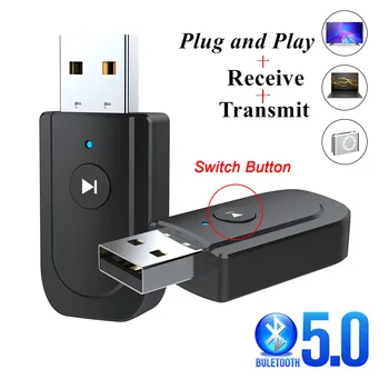 USB Bluetooth 5.0 Передатчик-приемник 3 В 1 Стерео Bluetooth ТВ адаптер Автомобильные наушники для ПК с двойным выходом Домашний стереозвук Hi-FI