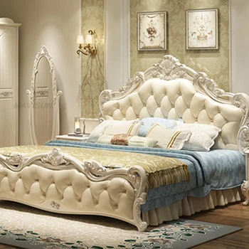Двуспальная кровать с зеркалом для переодевания Двуспальные кровати Мебель для спальни Шкафы-купе, комод и тумбочки для хранения вещей