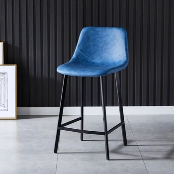 Стильный барный стул со спинкой, черные ножки в скандинавском стиле, стойка для приема гостей, барные стулья, Дизайнерский шезлонг для бара, Изысканные предметы домашнего обихода