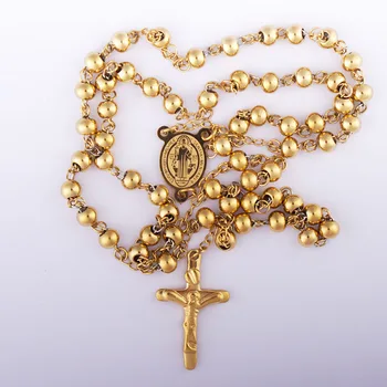 Женское ожерелье San Benito из нержавеющей стали, металлический Крест Святого Бенито, Длинные ожерелья, колье из бисера, колье Collier Femme