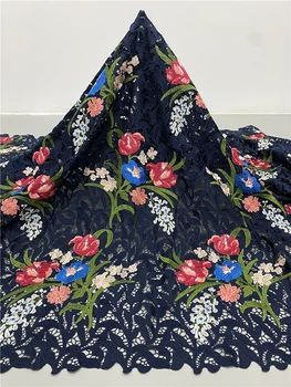 Элегантная блестящая кружевная ткань с красивым цветочным дизайном и вышивкой для одежды на заказ