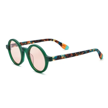 Классические винтажные круглые солнцезащитные очки для мужчин, лето 2023, Новое поступление, Пэчворк ручной работы, Зеленые Матовые Ацетатные солнечные очки