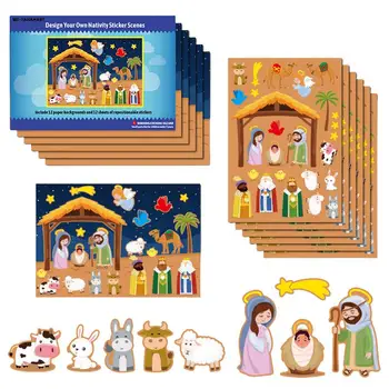 Набор Наклеек для сцены Рождества Своими Руками Рождение Иисуса, сделай САМ, Религиозное Образование для детей, Христианские Наклейки для украшения яслей, сувениры