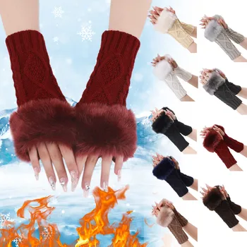 Зимние перчатки для женщин, теплые перчатки, ветрозащитные эластичные черные перчатки для отправки текстовых сообщений, тепловые перчатки
