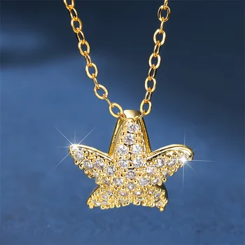 Милое женское ожерелье с подвеской в виде неправильной звезды Золотого цвета Со стразами Ожерелье Для женщин Большое Желтое Асимметричное Свадебное ожерелье