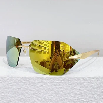 SPR 555 Мужские солнцезащитные очки Uv400 без оправы из чистого титана, роскошные золотые матово-черные женские солнцезащитные очки без рамки, сделанные в Италии, качественные Солнечные очки