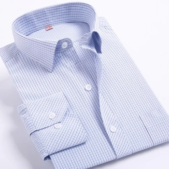 Новое поступление Весенне-осенних мужских рубашек в клетку / полоску, стиль досуга, Повседневные Удобные ткани, Брендовая одежда