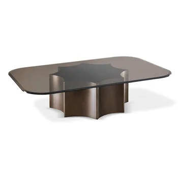 Итальянский легкий роскошный чайный столик, современный минималистичный квадратный стеклянный стол, дизайнерская творческая личность, металлический чайный столик из нержавеющей стали
