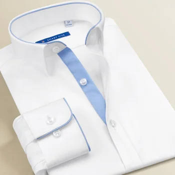 Мужские рубашки Smart Five высокого качества с длинным рукавом, приталенный Белый мужской бренд мужской одежды 2024 года, Новый бизнес-офис