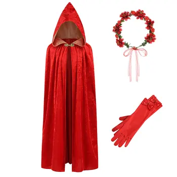 Детский плащ с капюшоном на Хэллоуин, Рождественский Маленький Красный плащ, косплей, костюм ведьмы, пальто