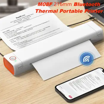 Портативный беспроводной термопринтер Bluetooth M08F 216 мм, бесплатная доставка, подключение к мобильным устройствам и компьютерам, прямая печать без чернил HD