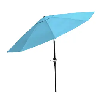 10-футовый зонт для патио с автоматическим наклоном, синий